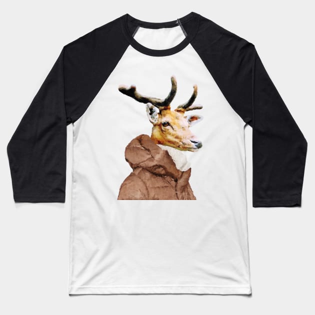 Deer Portrait Baseball T-Shirt by DarkMaskedCats